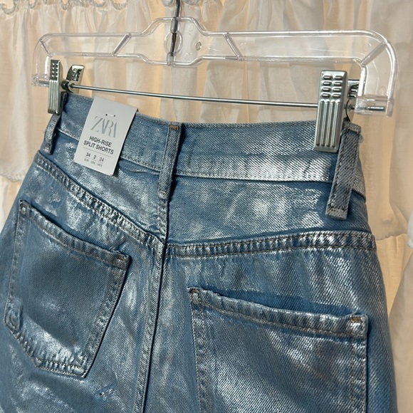 Zara metallic denim jean shorts 80s vintage - Picture 4 of 5